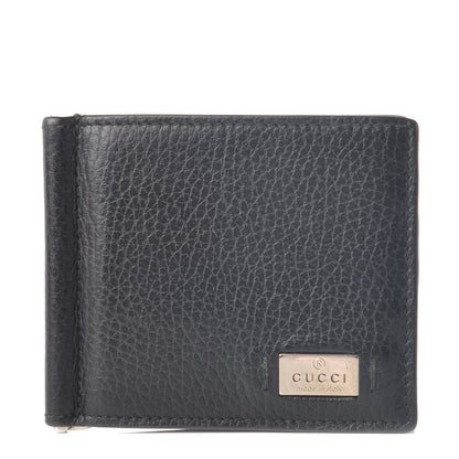 Gucci Calfskin Mens Money Clip Bi-Fold Wallet Black 1 of 7
