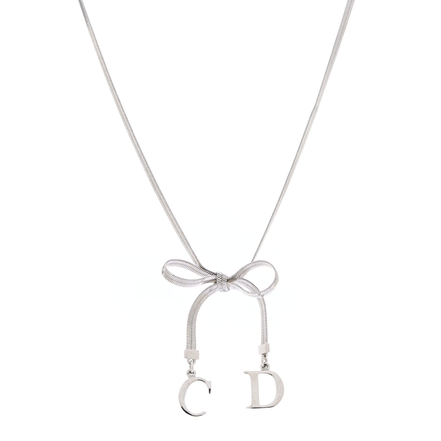 Bow CD Necklace Silver