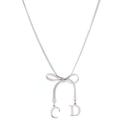 Christian Dior Bow CD Necklace Silver 1 of 6