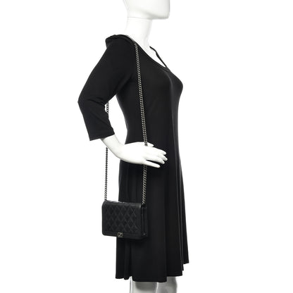Chanel Caviar Quilted Boy Wallet On Chain WOC Black 2 of 11