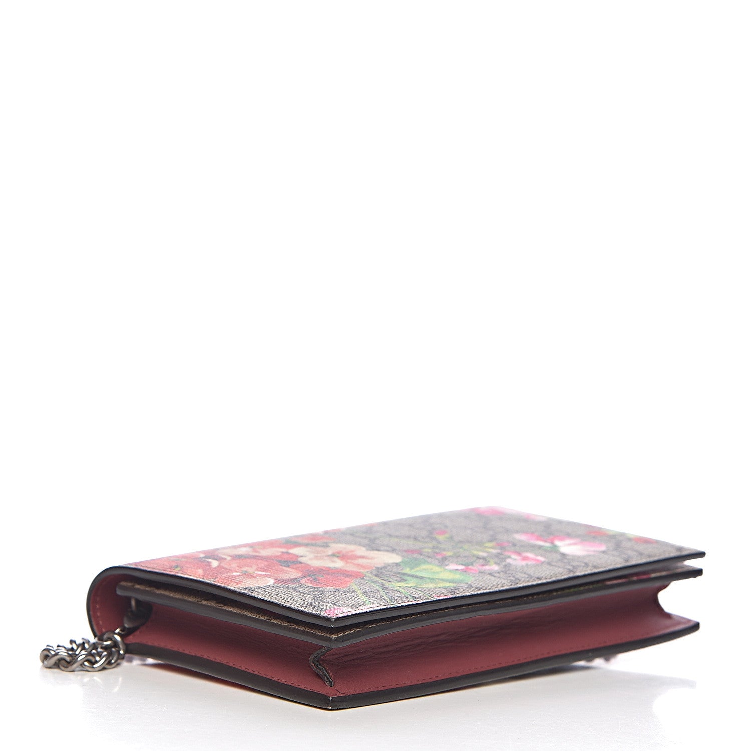 Gucci GG Supreme Monogram Blooms Chain Wallet Beige Multicolor Dry Rose 4 of 11