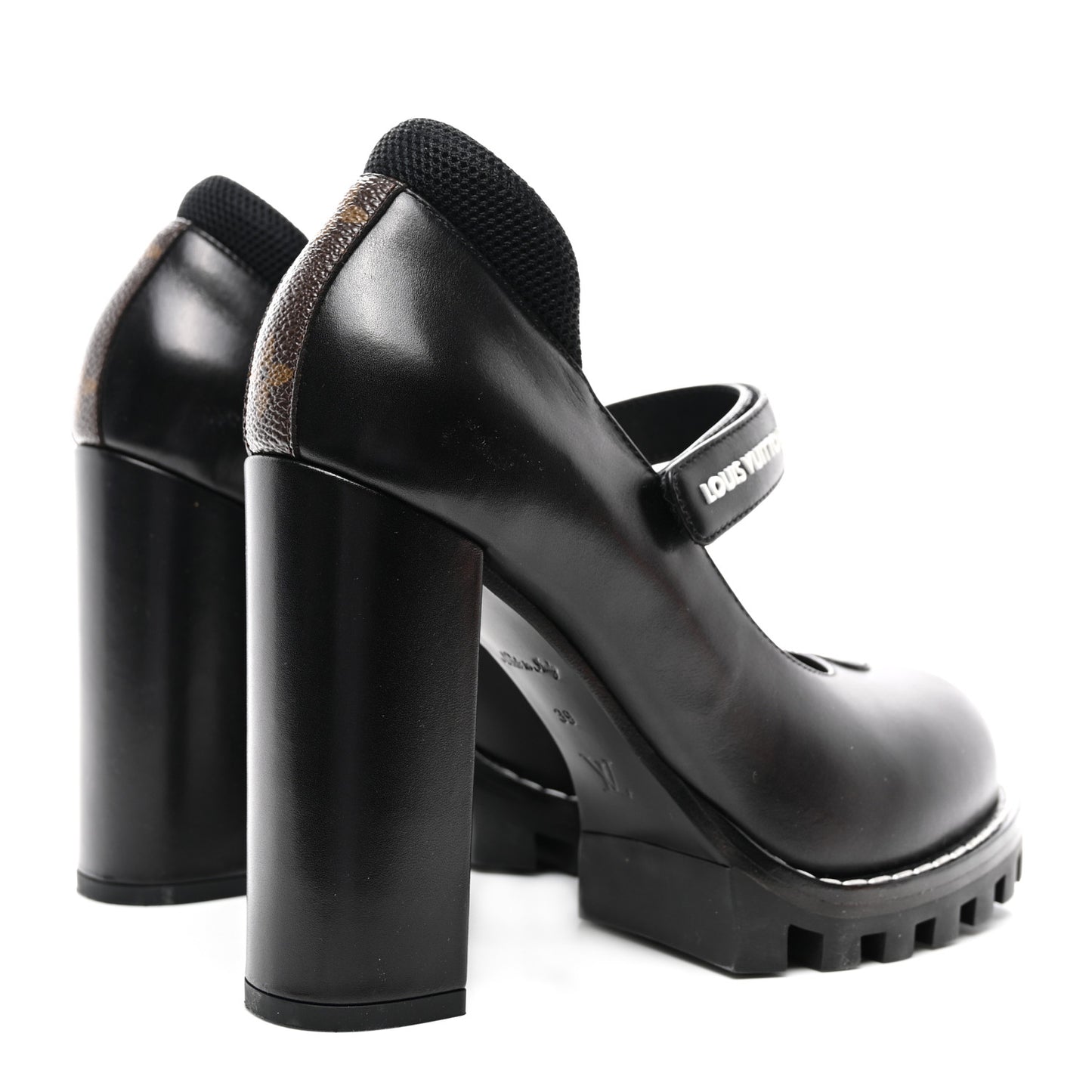 Calfskin Star Trail Ankle Pumps 39 Black