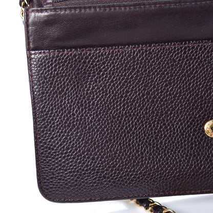 Chanel Caviar Timeless CC Wallet On Chain WOC Dark Brown 12 of 16