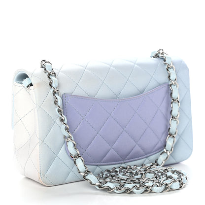 Chanel Perforated Lambskin Quilted Mini Rectangular Flap Light Blue Light Purple White 2 of 8