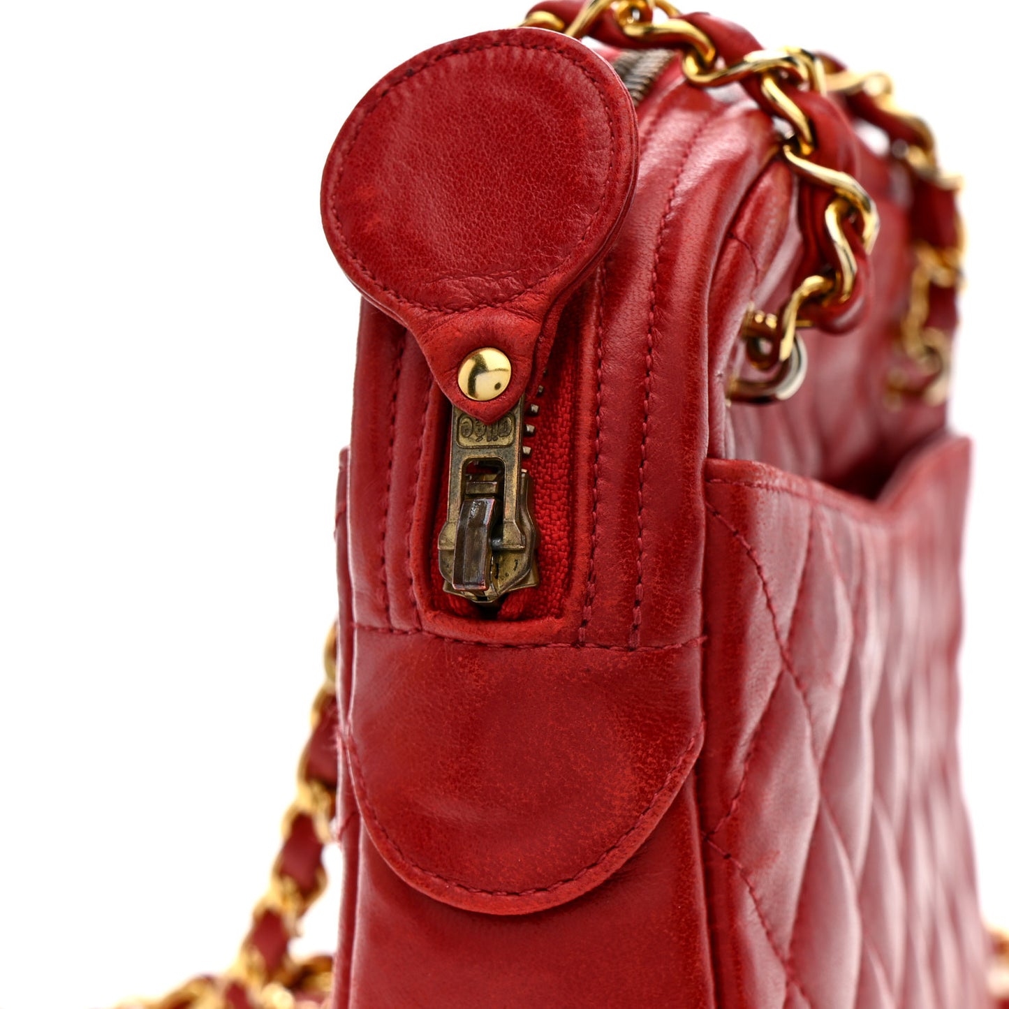 Lambskin Quilted Camera Case Red
