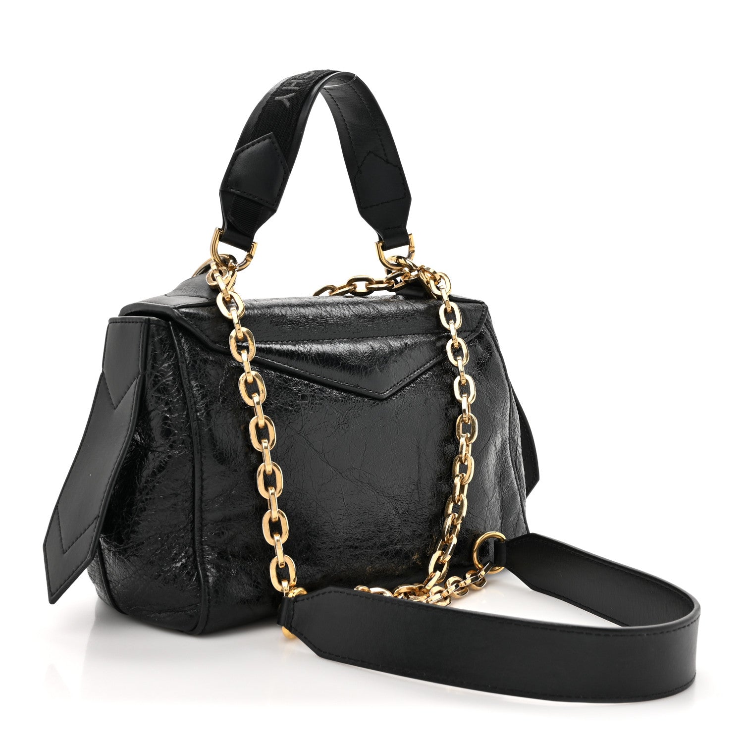 Givenchy Creased Patent Calfskin Small ID Flap Black 3 of 11