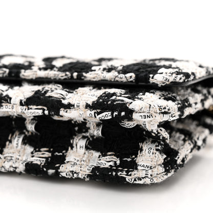 Chanel Tweed Quilted Wallet On Chain WOC Black Ecru White 11 of 12