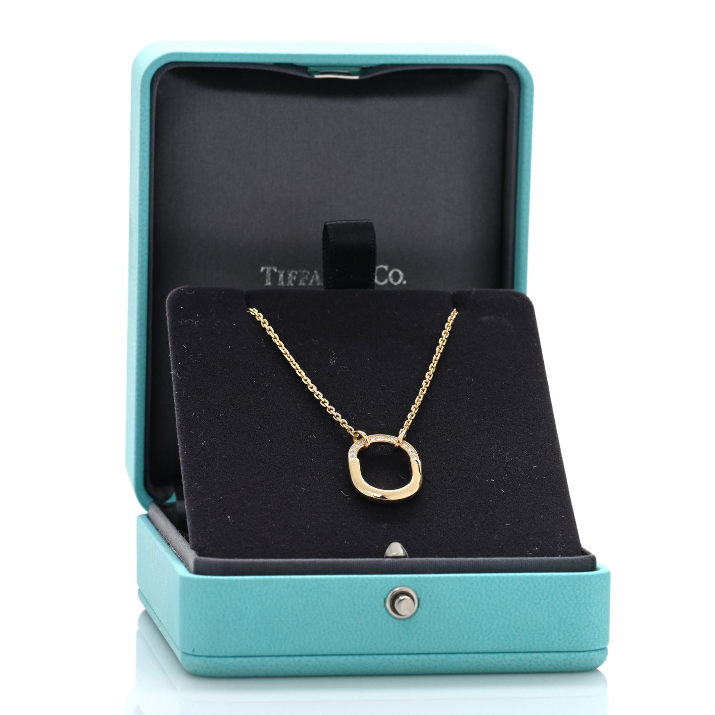 18K Yellow Gold Diamond Small Lock Pendant Necklace