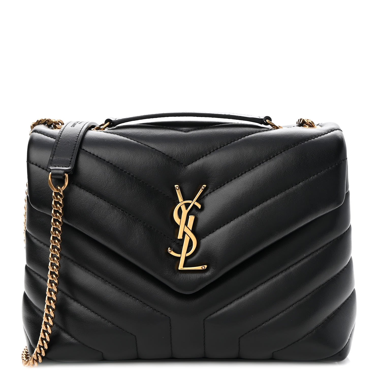 Saint Laurent Calfskin Y Quilted Monogram Small Loulou Chain Satchel Black 1 of 9