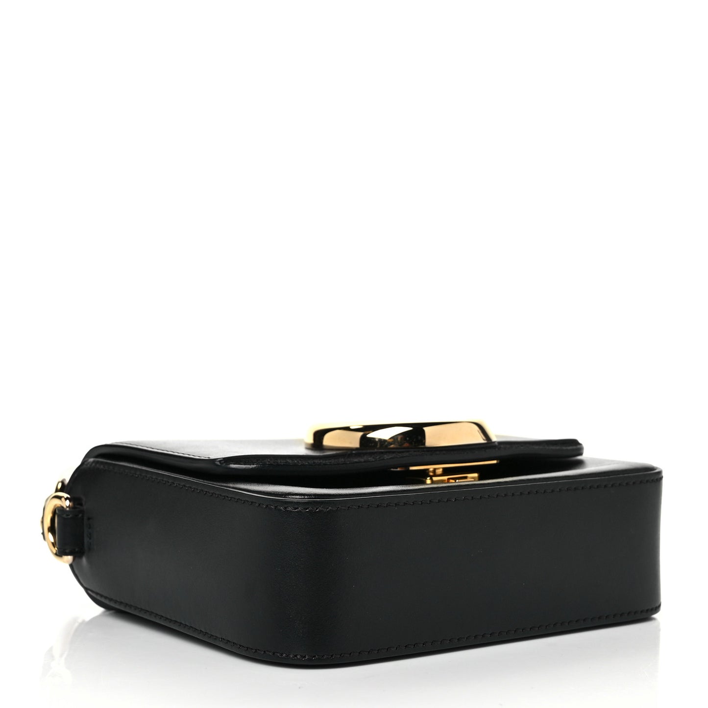 Shiny Calfskin Suede Mini C Double Carry Black