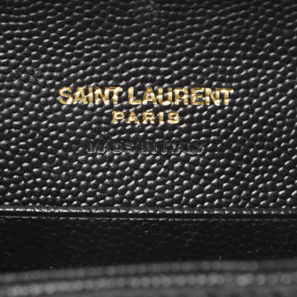 Saint Laurent Grain De Poudre Matelasse Chevron Small Monogram Envelope Wallet Black 6 of 8