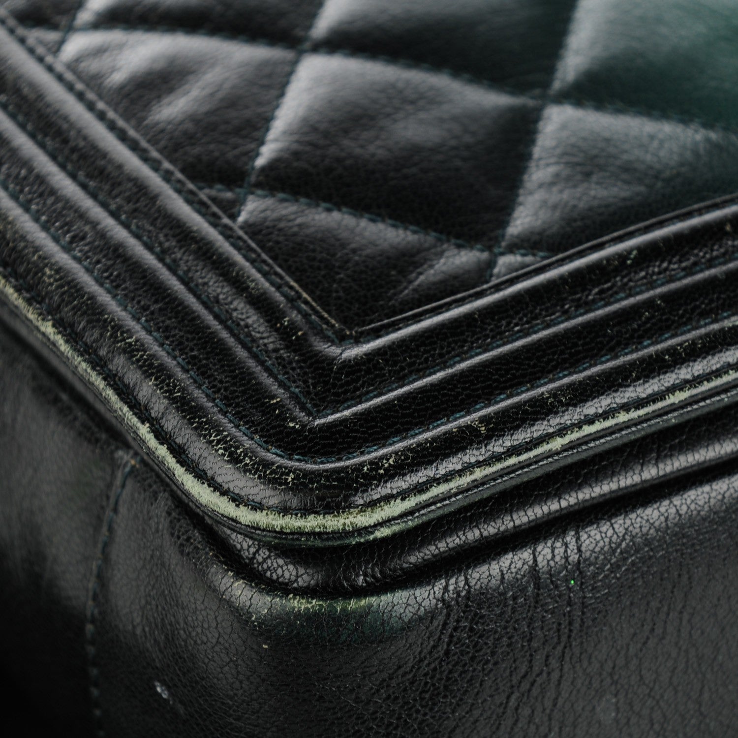 Chanel Goatskin Ombre Faded Quilted New Medium Boy Flap Dark Green 12 of 12
