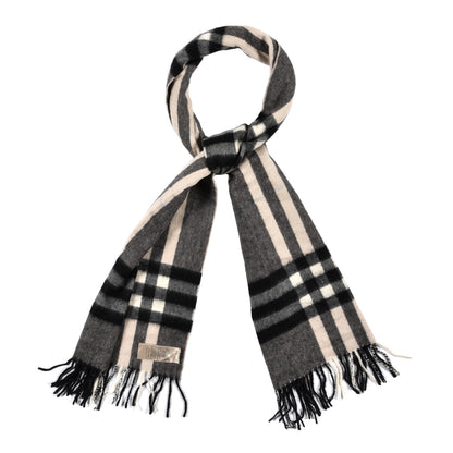 Burberry Cashmere Giant Check Fringe Scarf Brown Multicolor 1 of 5