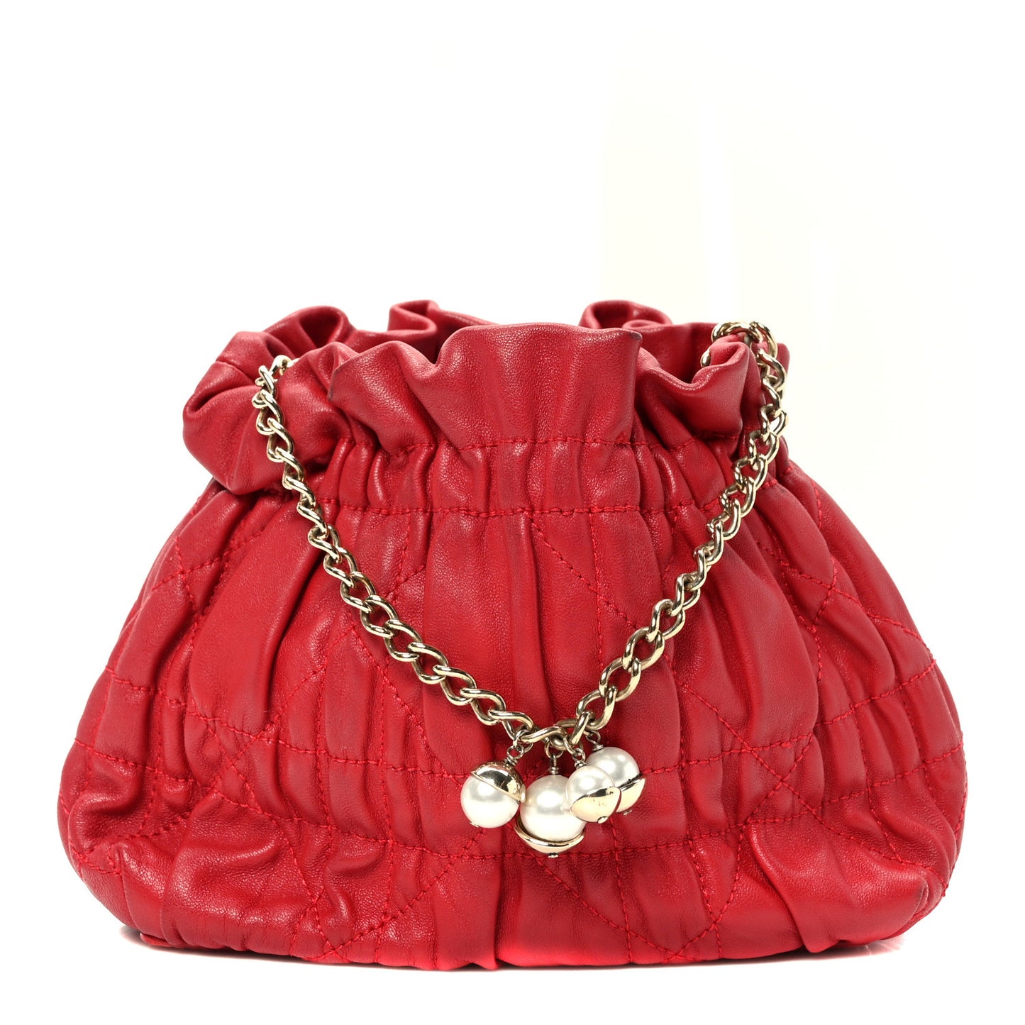 Gaufre Lambskin Cannage Delices Mini Bag Red