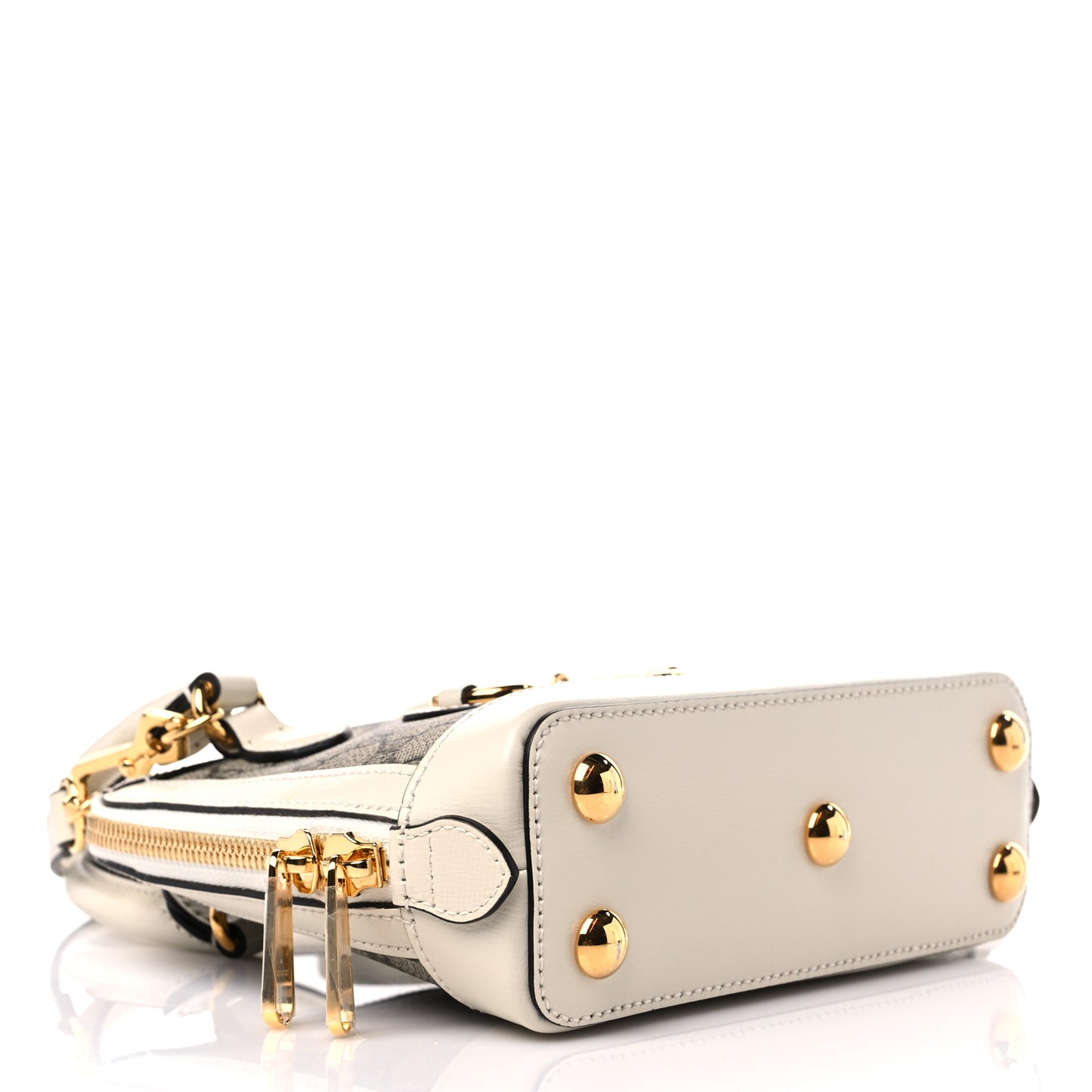 GG Supreme Monogram Azalea Calfskin Mini Horsebit 1955 Top Handle Bag Beige Ebony Mystic White