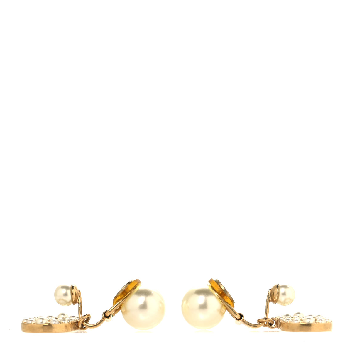 Christian Dior Pearl Tribal CD Clip On Drop Earrings Gold 3 of 5