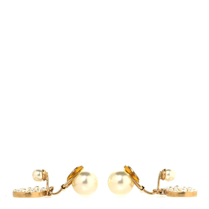 Christian Dior Pearl Tribal CD Clip On Drop Earrings Gold 3 of 5