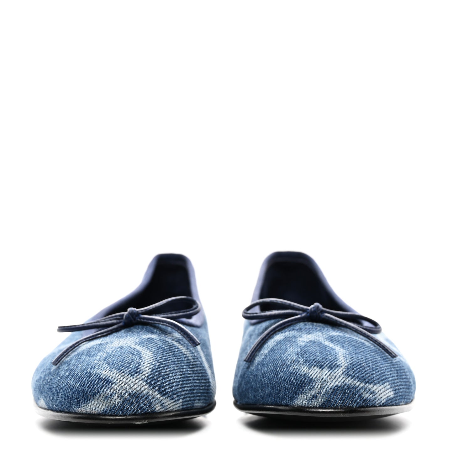 Denim Printed CC Cap Toe Ballerina Flats 36.5 Light Blue White