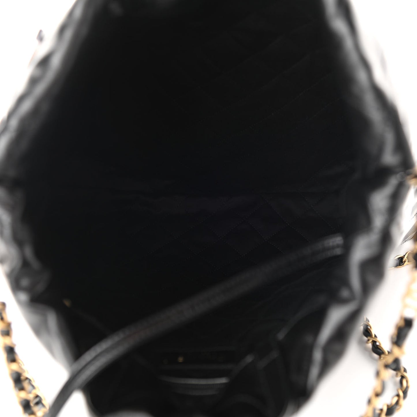 Shiny Calfskin Quilted Chanel 22 Backpack Black