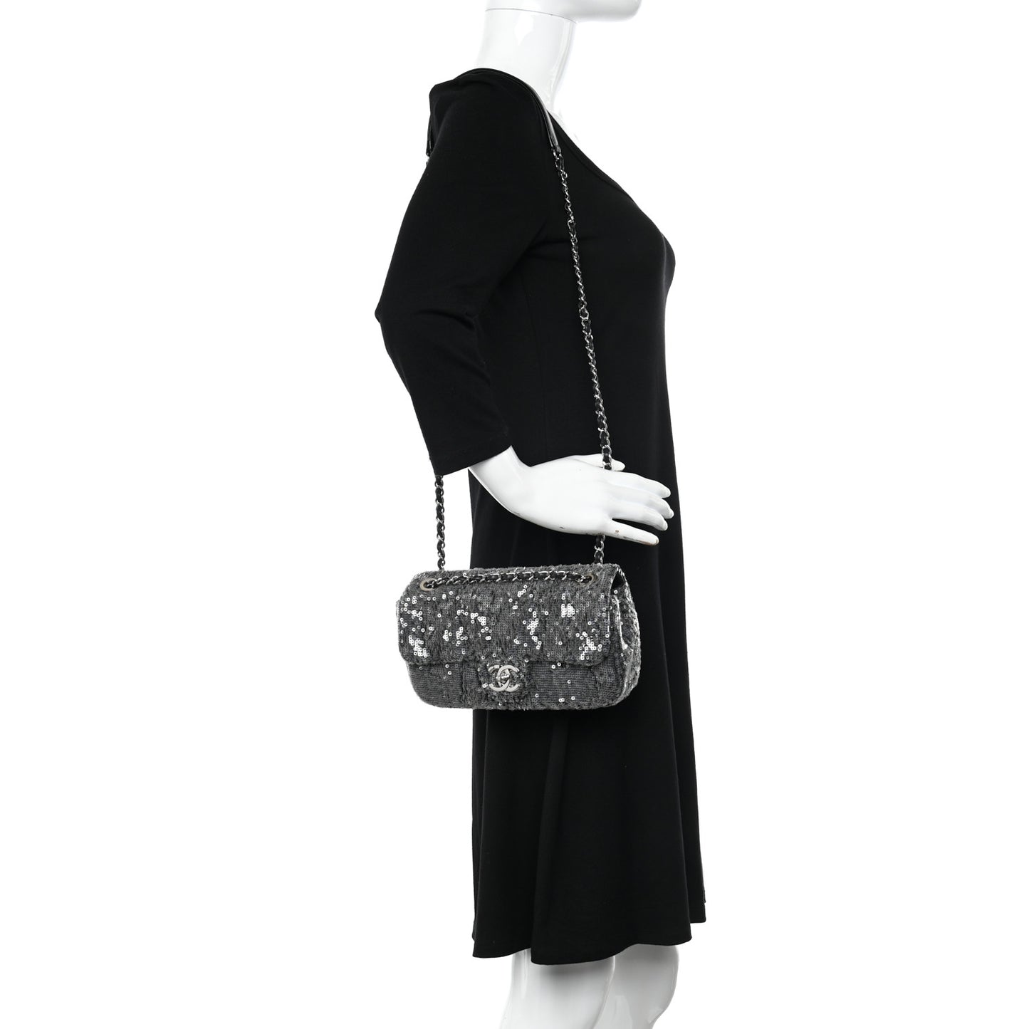 Sequin Mini Waterfall Flap Grey