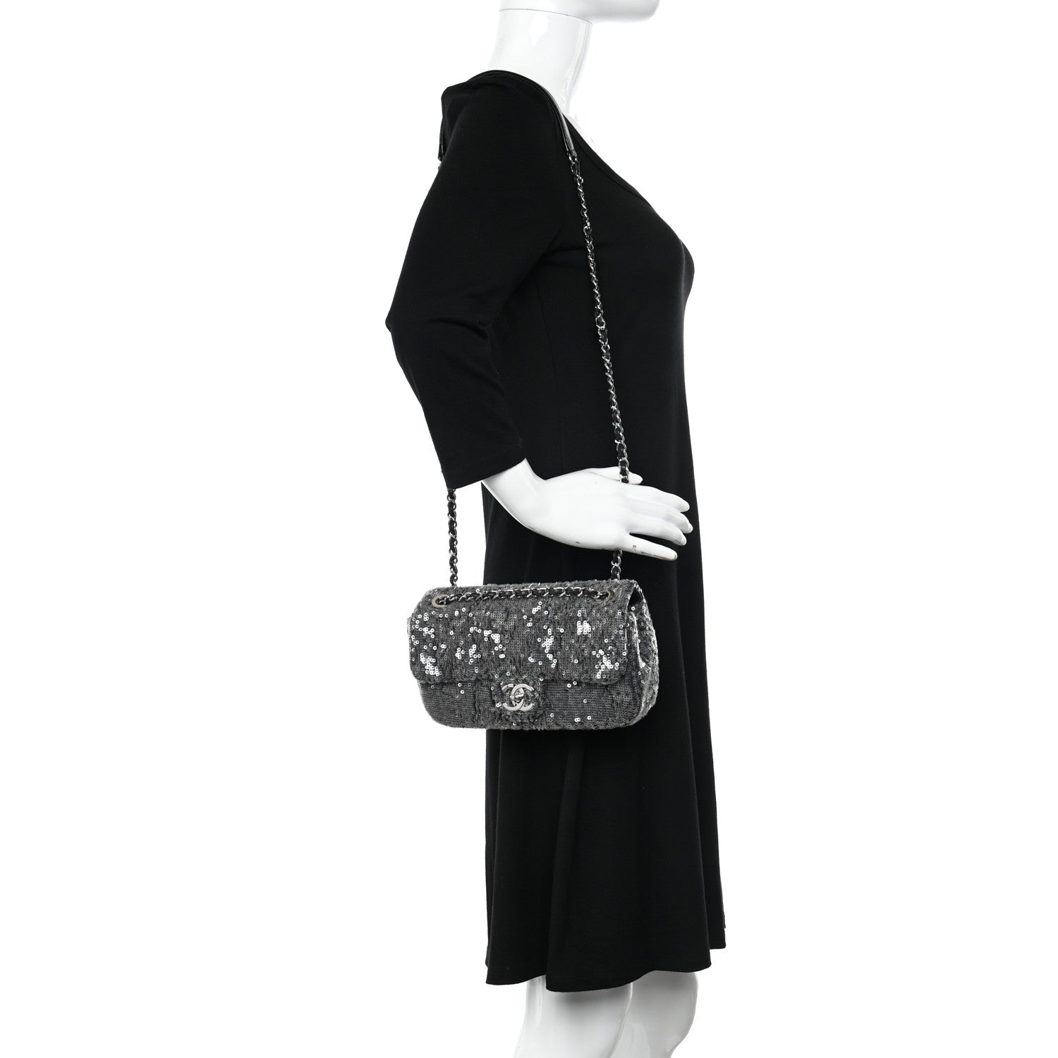 Chanel Sequin Mini Waterfall Flap Grey 2 of 11