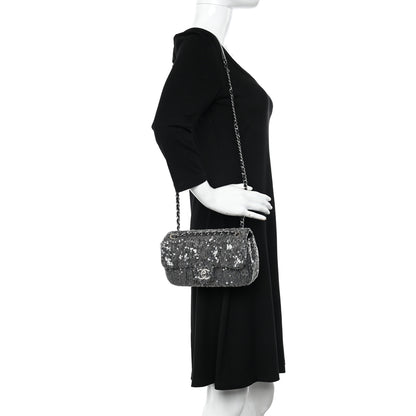 Chanel Sequin Mini Waterfall Flap Grey 2 of 11