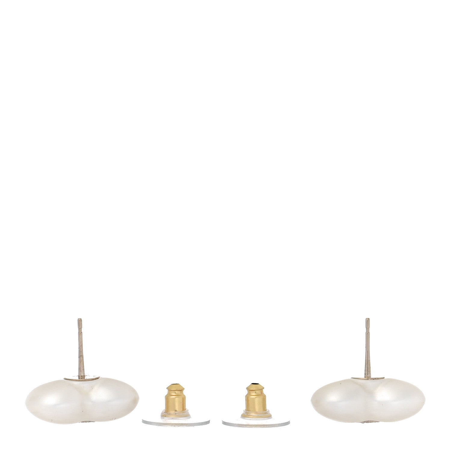 Chanel Pearl Crystal CC Heart Earrings Gold 3 of 5