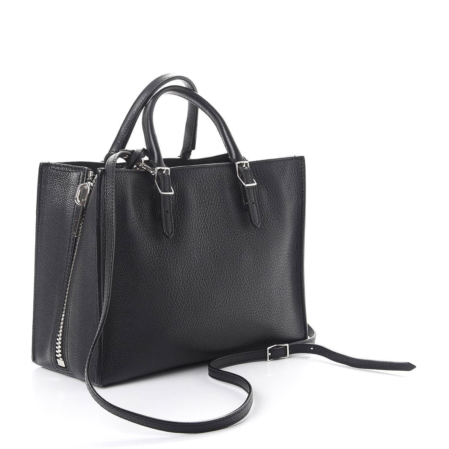 Balenciaga Grained Calfskin Plate Hardware Papier A6 Zip Around Tote Black 3 of 9