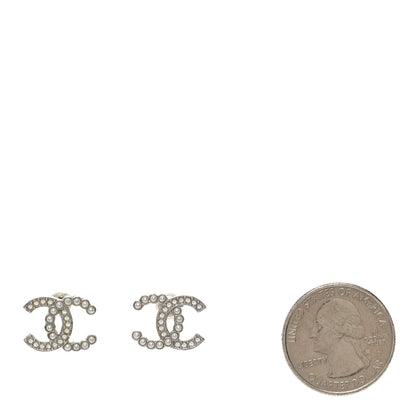 Chanel Crystal Pearl CC Earrings Silver 2 of 4