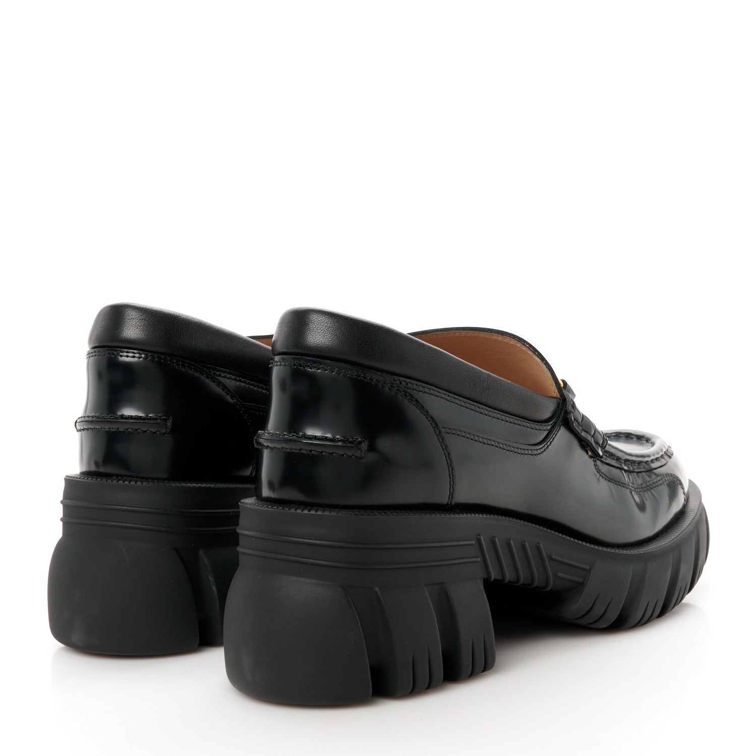 Gucci Magnum Calfskin Nappa Samoa Womens Horsebit Platform Chunky Lug Sole 40mm Loafers 40.5 Black 5 of 11