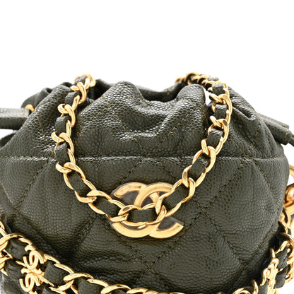 Chanel Caviar Quilted Coco First Bucket Clutch With Chain Khaki 8 of 11