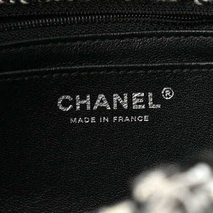 Chanel Crystal Tweed Quilted Small Double Flap Black Ecru White 6 of 10