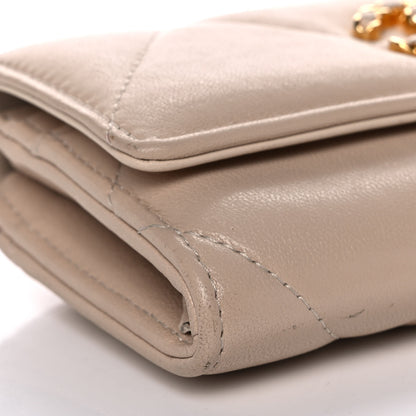 Chanel Shiny Goatskin Quilted Chanel 19 Flap Wallet Beige 10 of 13