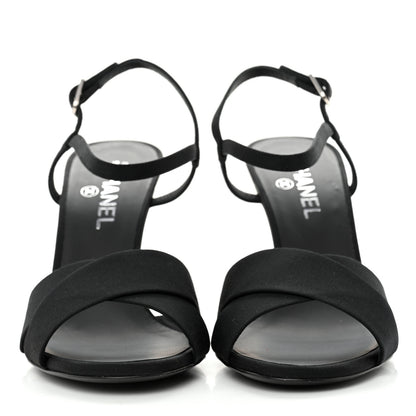 Chanel Grosgrain Pearl Sandals 41 Black 2 of 10