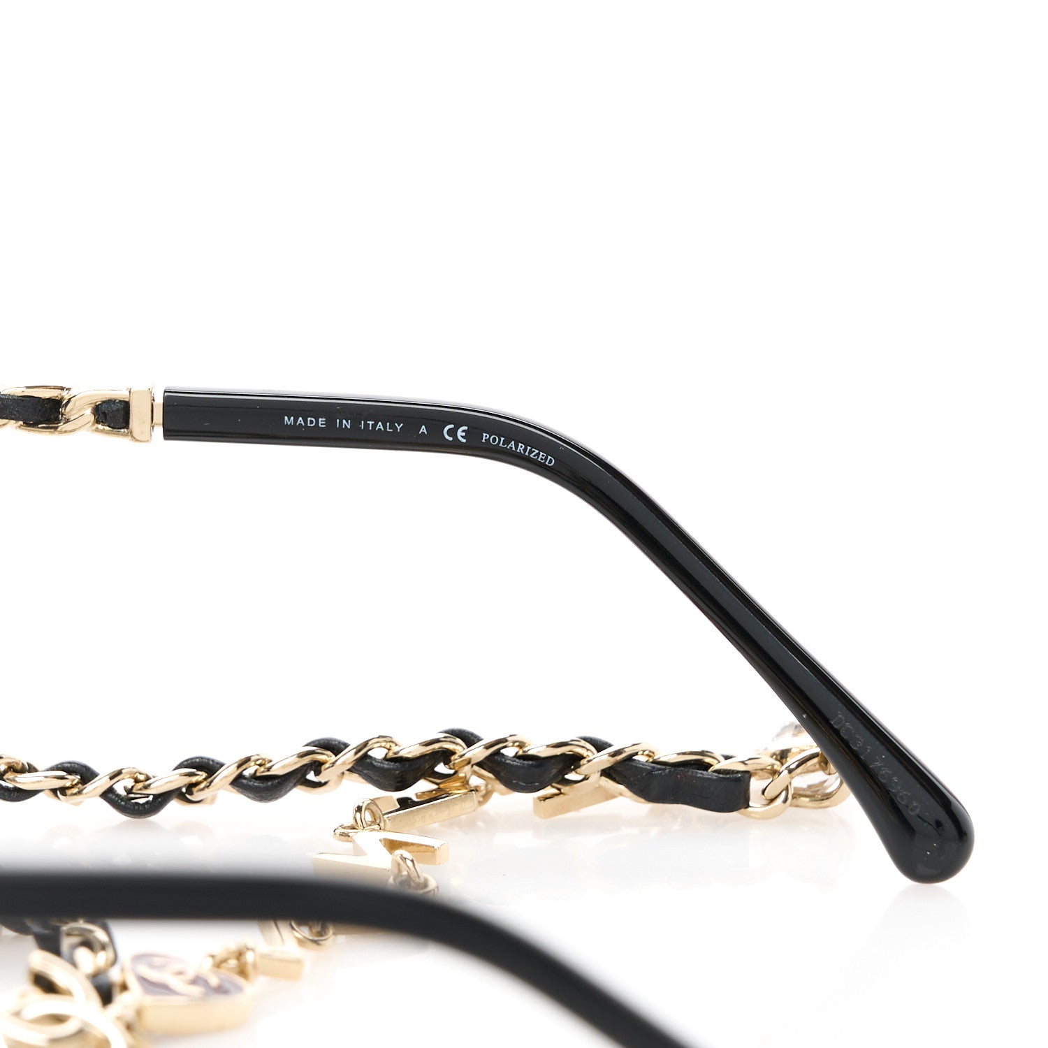 Chanel Metal Calfskin Butterfly Pearl Chain Sunglasses 4274Q Gold Black 6 of 8