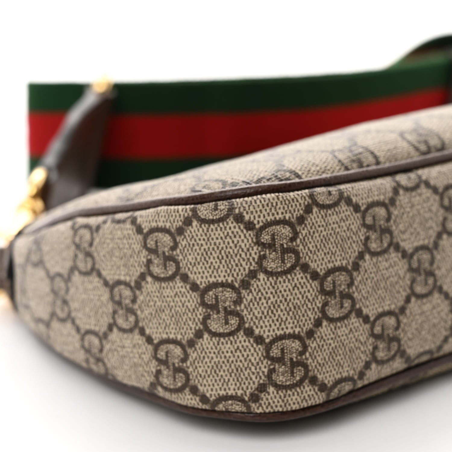 Gucci GG Supreme Monogram Textured Dollar Calfskin Web Small Ophidia GG Handbag Beige Ebony New Acero 8 of 10