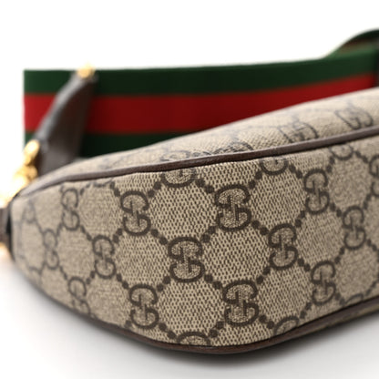 Gucci GG Supreme Monogram Textured Dollar Calfskin Web Small Ophidia GG Handbag Beige Ebony New Acero 8 of 10