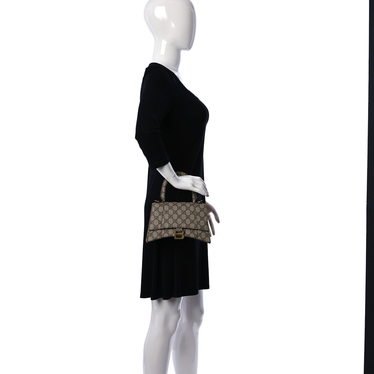 Balenciaga X GUCCI GG Supreme Monogram Small Hourglass Top Handle Bag Beige Ebony 5 of 17