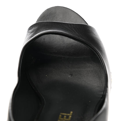 Chanel Calfskin Chain Peep Toe Wedge Pumps 39.5 Black 10 of 13