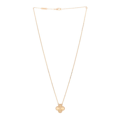 Van Cleef & Arpels 18K Yellow Gold Guilloche Vintage Alhambra Pendant Necklace 3 of 5
