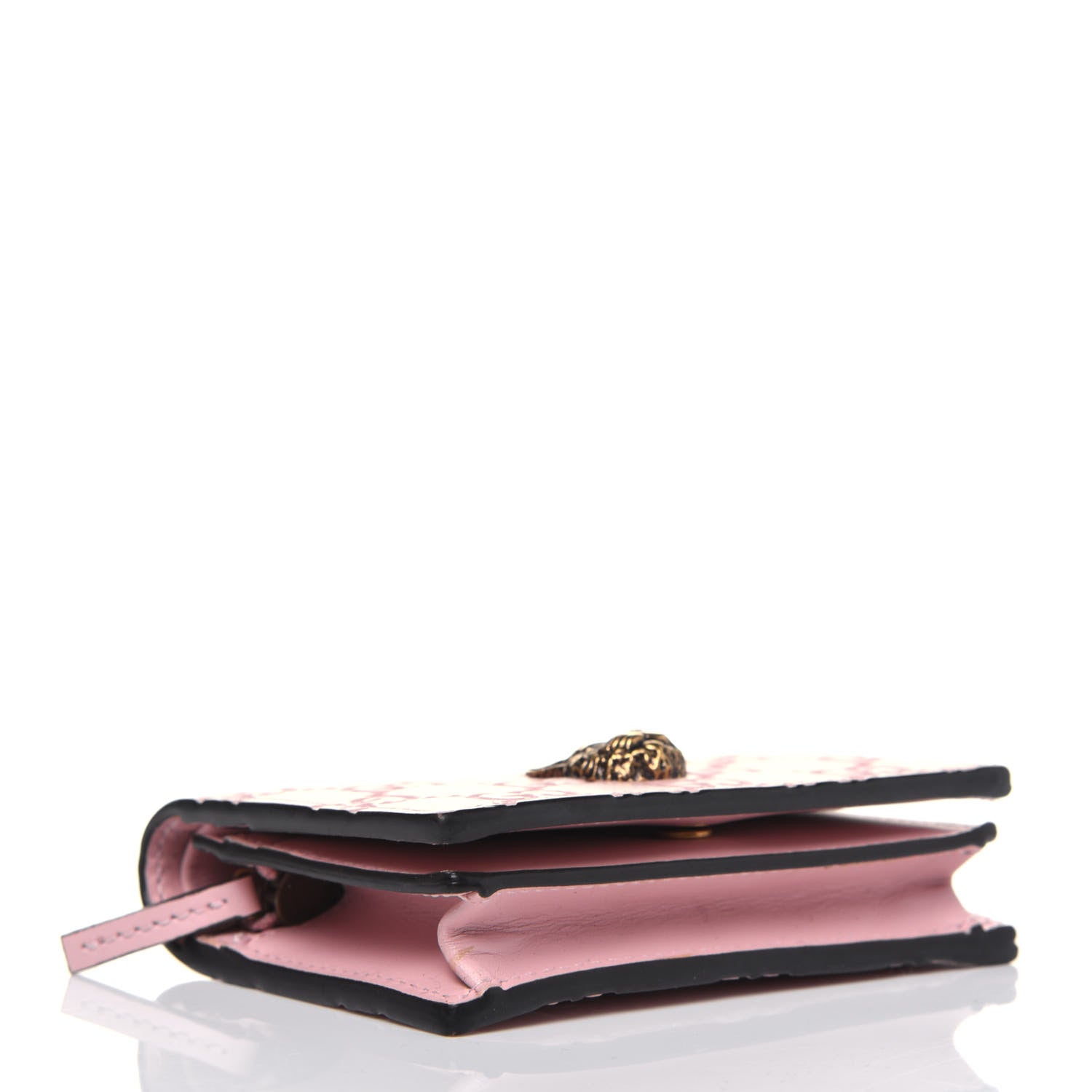 Gucci Guccissima Signature Crystal Cat Card Case Wallet Light Candy Pink 4 of 12