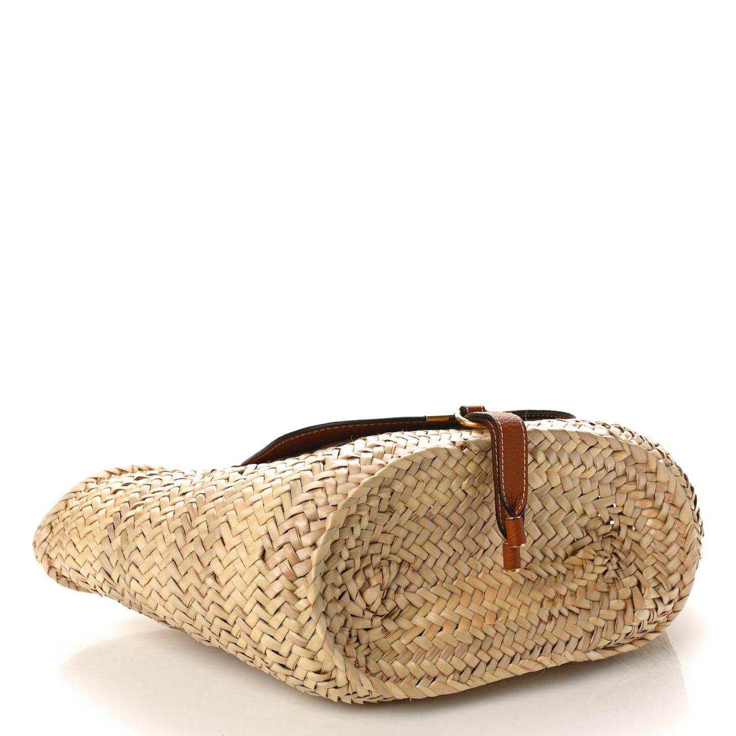 Raffia Small Grain Calfskin Medium Marcie Basket Tan