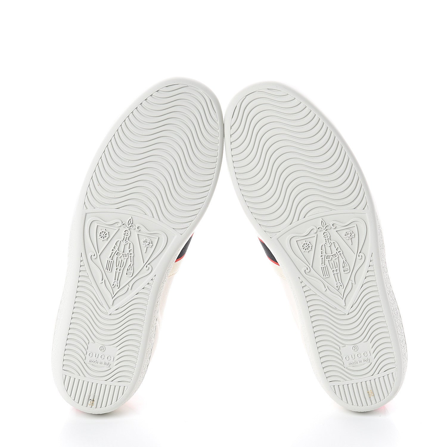 Gucci Calfskin Stripe Womens New Ace Sneakers 38 New Mystic White Ecru Red Flame 5 of 7