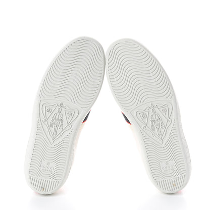 Gucci Calfskin Stripe Womens New Ace Sneakers 38 New Mystic White Ecru Red Flame 5 of 7