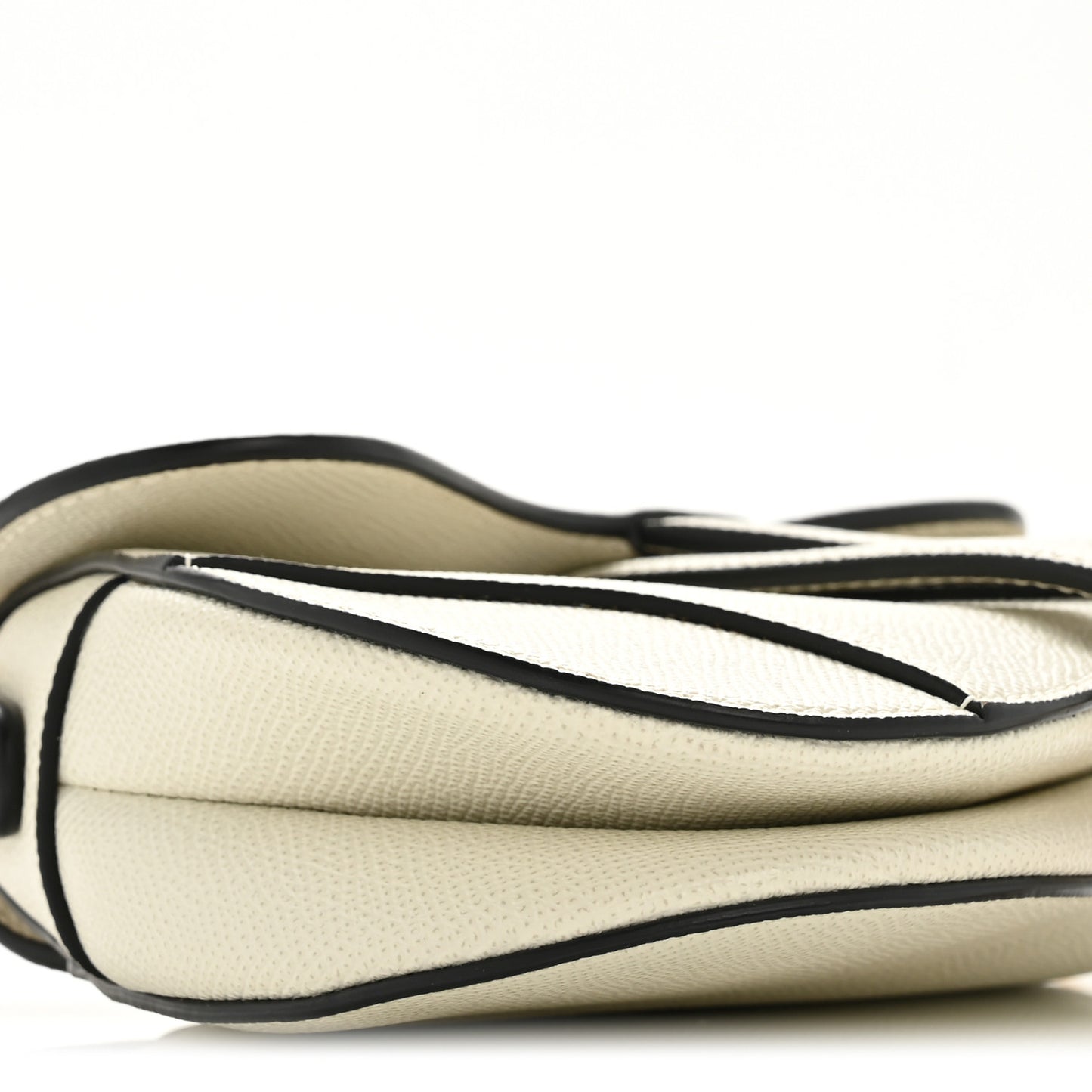 Grained Calfskin Mini Saddle Bag White