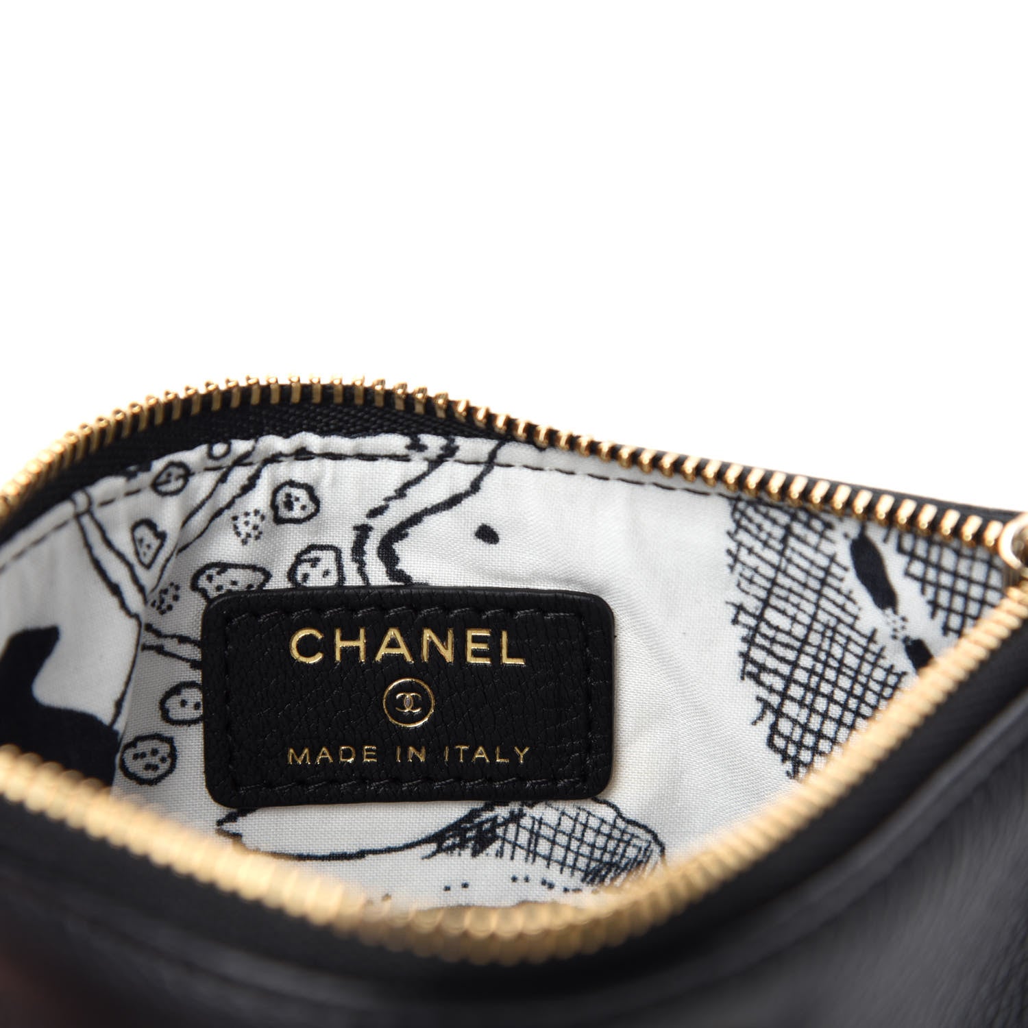 Chanel Goatskin Small CC Clover Cosmetic Case Black 6 of 8