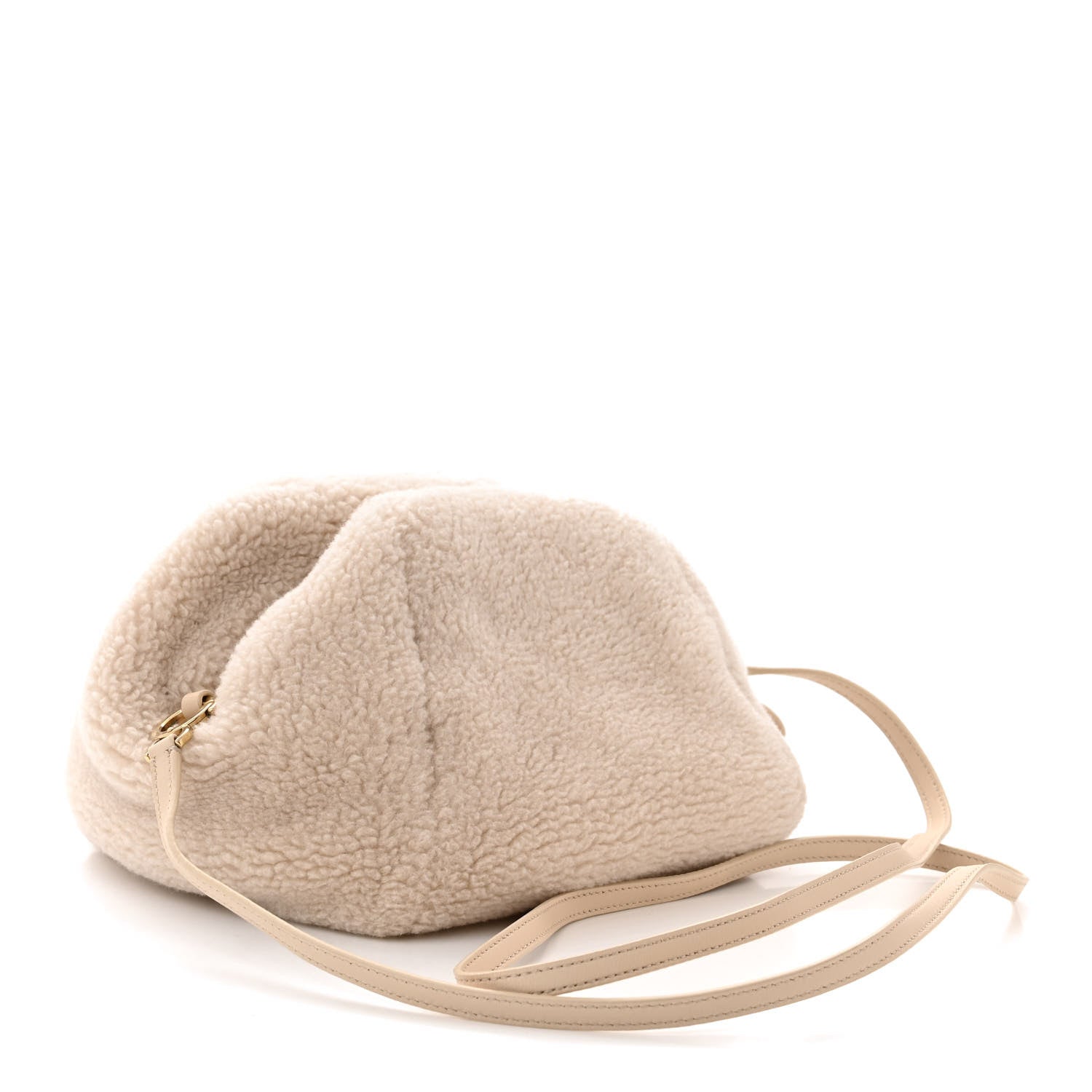 Loro Piana CashFur Pontaccio Puffy Pouch Clutch Bag Ancient Paper 3 of 9