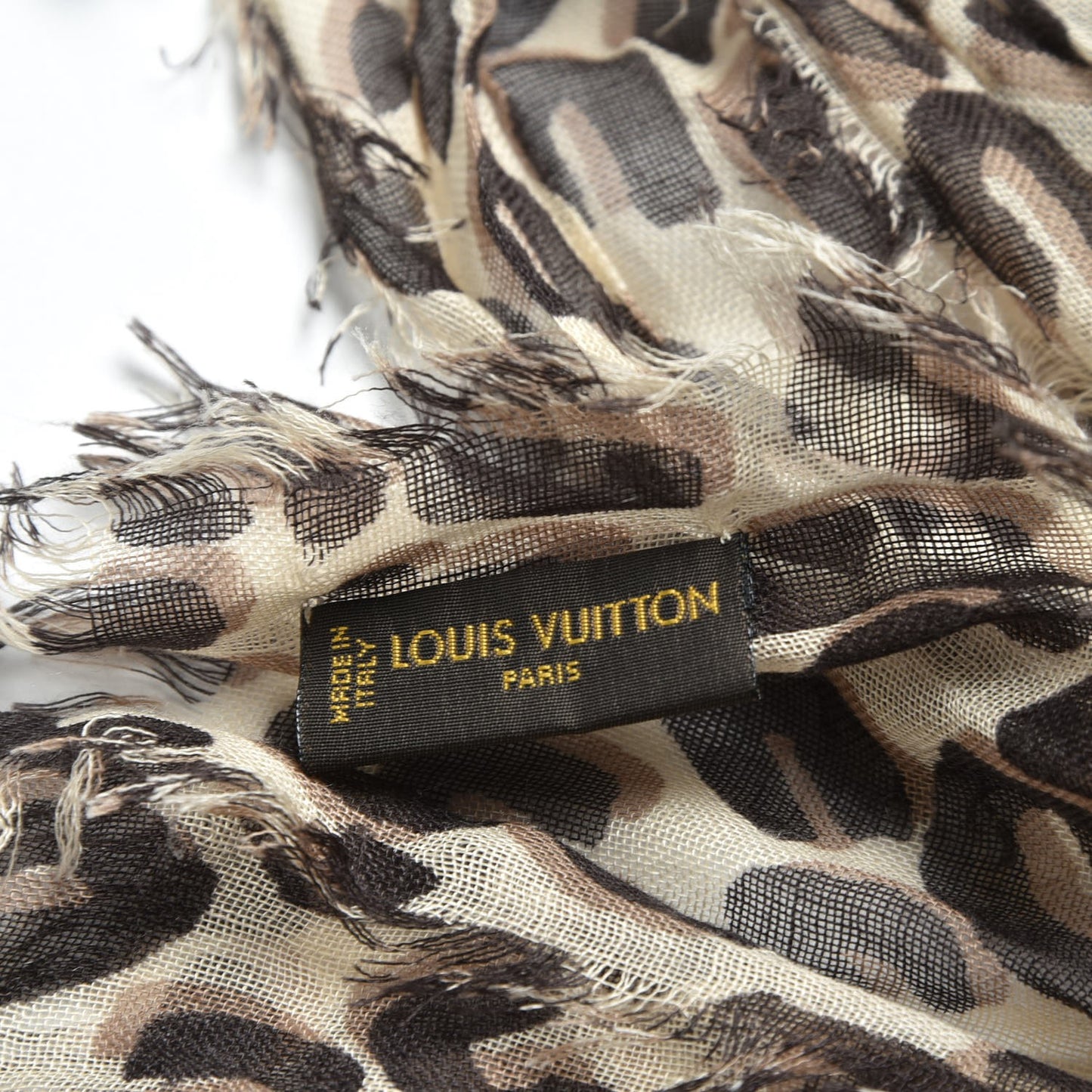 Cashmere Silk Leopard Stole Beige