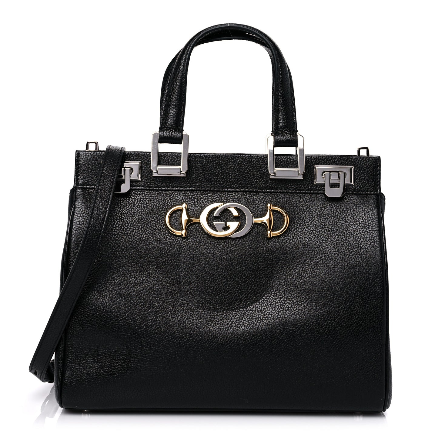 Grainy Calfskin Small Zumi Top Handle Bag Black