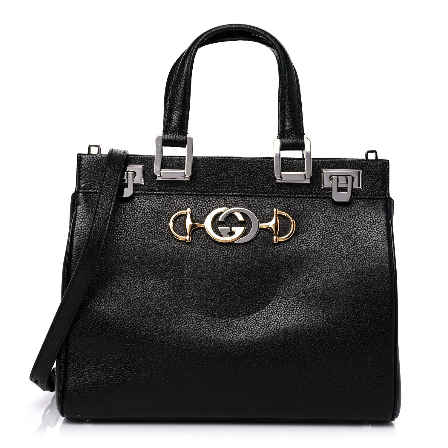Gucci Grainy Calfskin Small Zumi Top Handle Bag Black 1 of 12